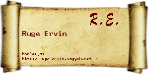Ruge Ervin névjegykártya